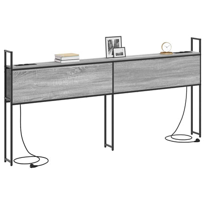 Testiera con Stazione di Carica e Storage Grigio sonoma 180 cm