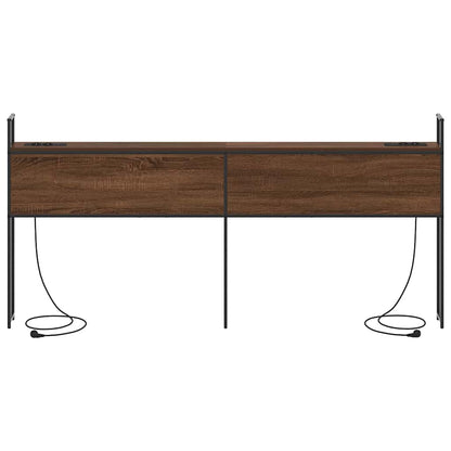 Testiera con Stazione di Carica e Storage Rovere marrone 180 cm