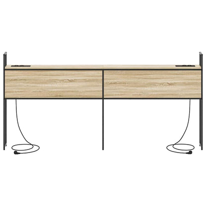 Testiera con Stazione di Carica e Storage rovere sonoma 200 cm