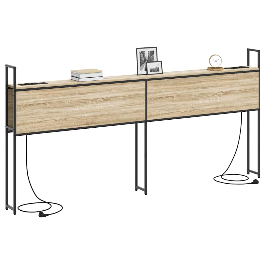 Testiera con Stazione di Carica e Storage rovere sonoma 200 cm