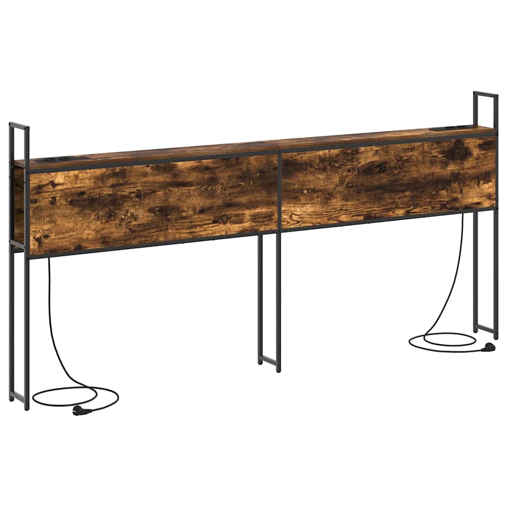 Testiera con Stazione di Carica e Storage Rovere fumo 200 cm