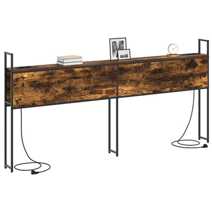 Testiera con Stazione di Carica e Storage Rovere fumo 200 cm