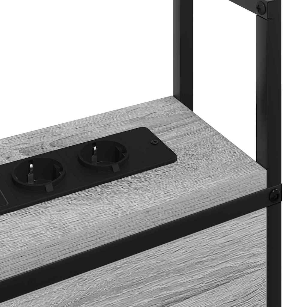 Testiera con Stazione di Carica e Storage Grigio sonoma 200 cm