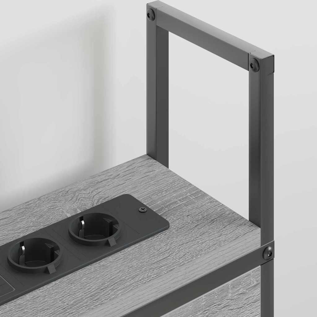 Testiera con Stazione di Carica e Storage Grigio sonoma 200 cm