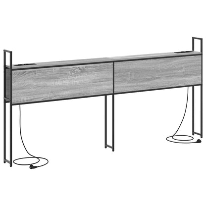 Testiera con Stazione di Carica e Storage Grigio sonoma 200 cm