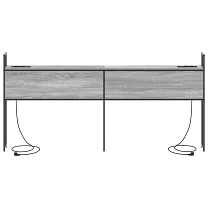 Testiera con Stazione di Carica e Storage Grigio sonoma 200 cm