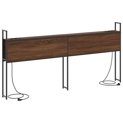 Testiera con Stazione di Carica e Storage Rovere marrone 200 cm