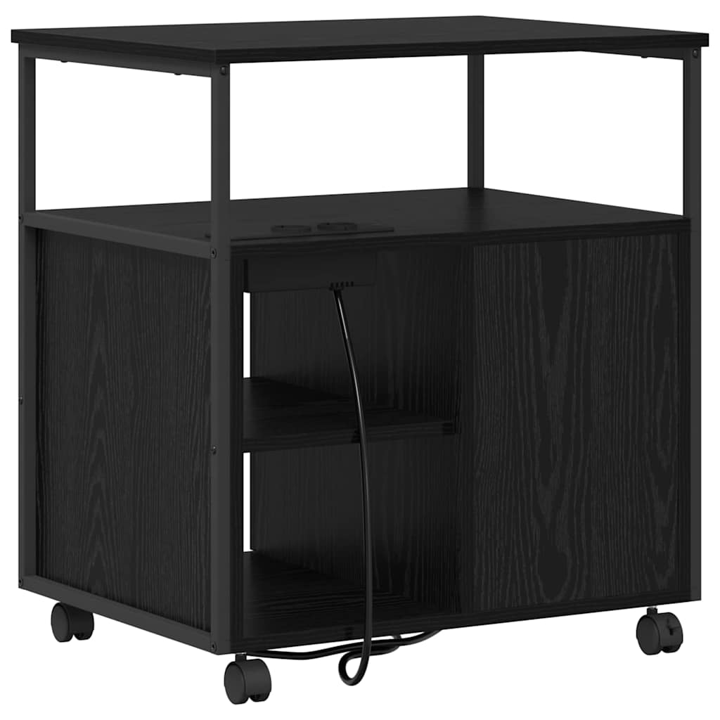 Cabina con Stazione di Ricarica Rovere Nero 61 x 46 x 67 cm | homemem39