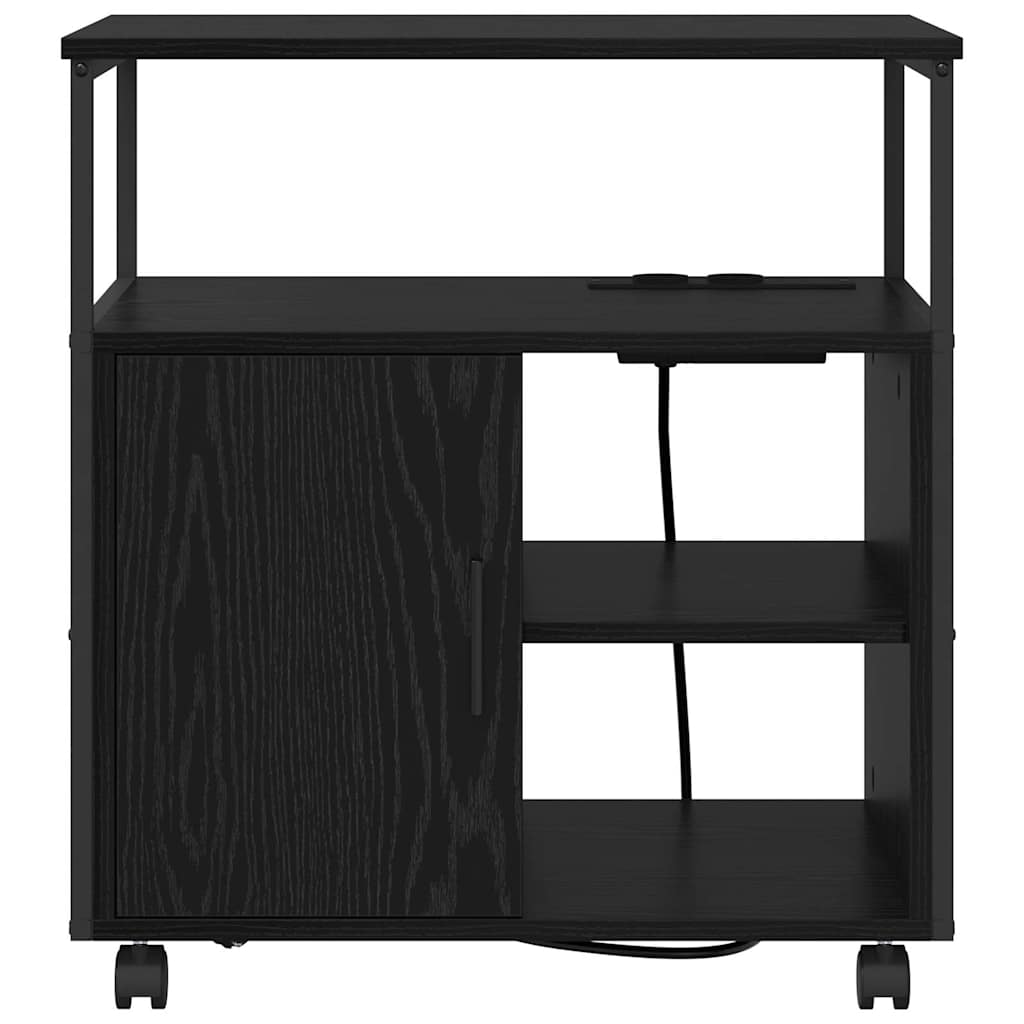 Cabina con Stazione di Ricarica Rovere Nero 61 x 46 x 67 cm