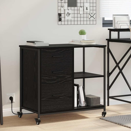 Cabina con Stazione di Ricarica Rovere Nero 76 x 41 x 72 cm | homemem39