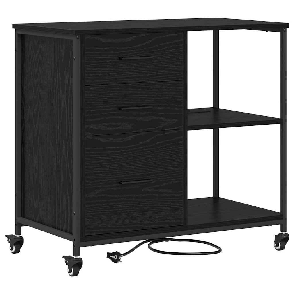 Cabina con Stazione di Ricarica Rovere Nero 76 x 41 x 72 cm