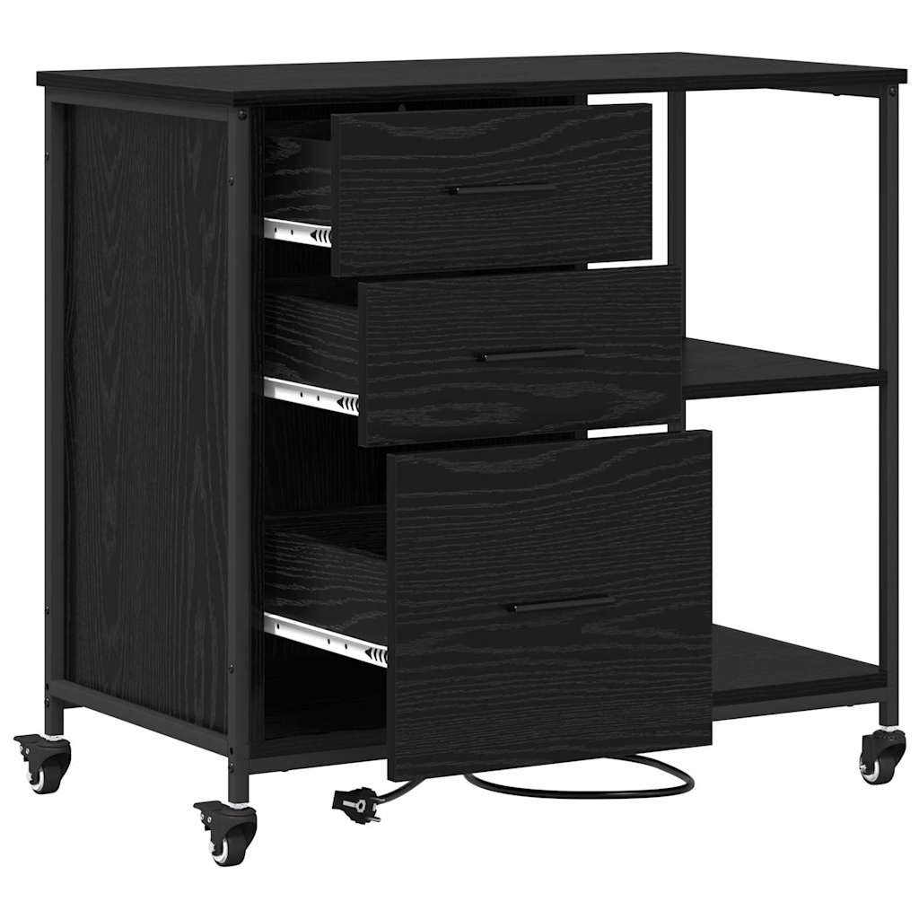 Cabina con Stazione di Ricarica Rovere Nero 76 x 41 x 72 cm | homemem39