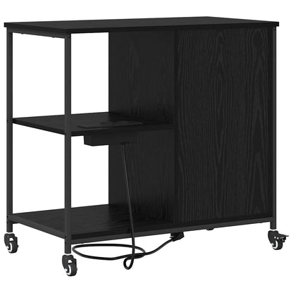 Cabina con Stazione di Ricarica Rovere Nero 76 x 41 x 72 cm