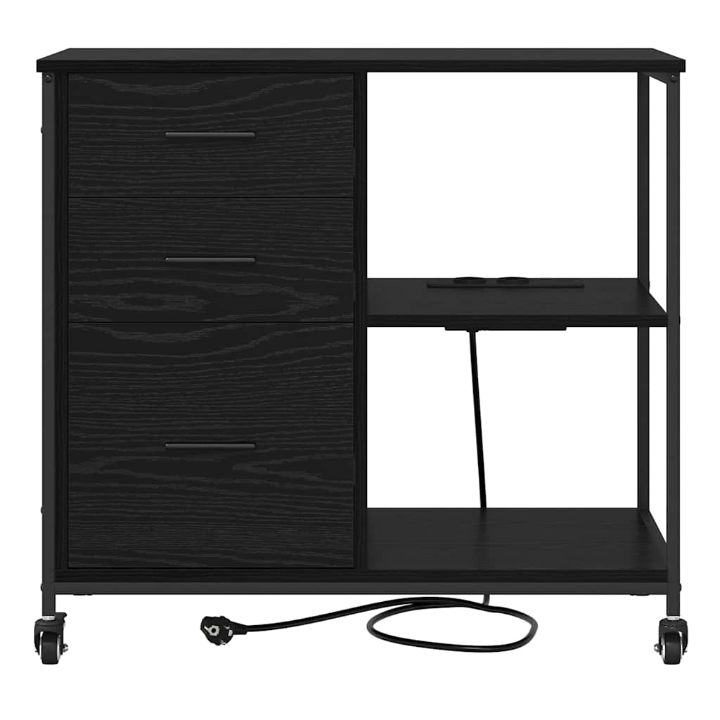 Cabina con Stazione di Ricarica Rovere Nero 76 x 41 x 72 cm | homemem39