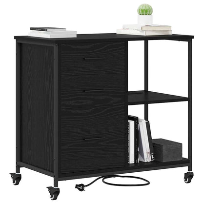 Cabina con Stazione di Ricarica Rovere Nero 76 x 41 x 72 cm