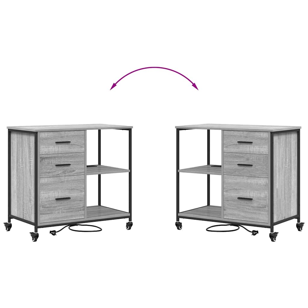 Cabina con Stazione di Ricarica Grigio Sonoma 76 x 41 x 72 cm