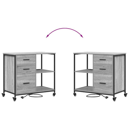 Cabina con Stazione di Ricarica Grigio Sonoma 76 x 41 x 72 cm