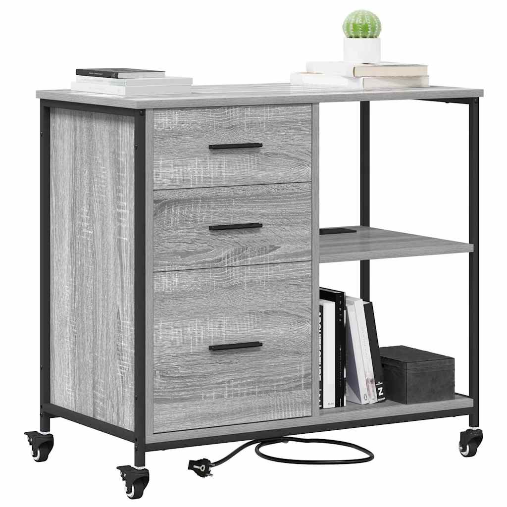 Cabina con Stazione di Ricarica Grigio Sonoma 76 x 41 x 72 cm