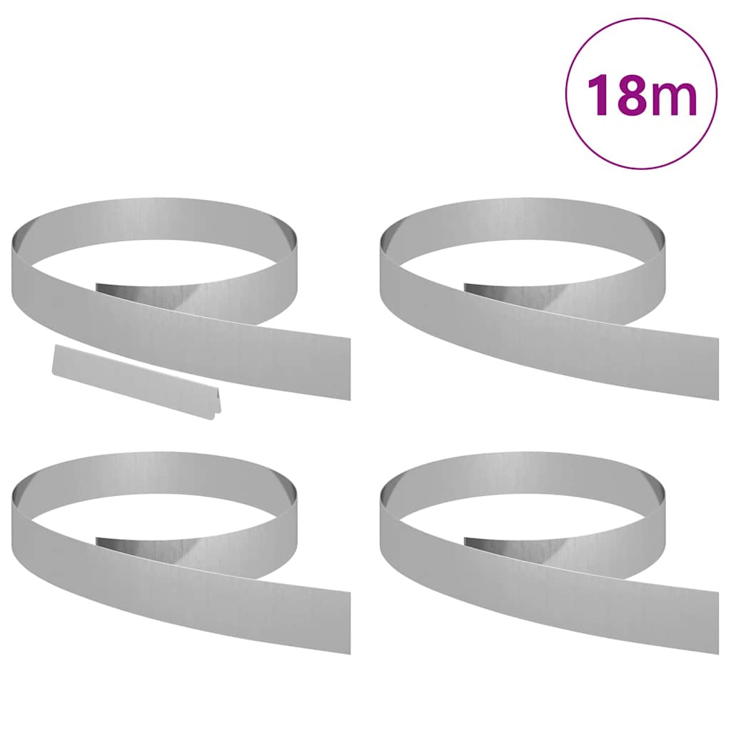 Bordura per Prato 4 pcs Argento 450 x 0,05 x 10 cm | homemem39
