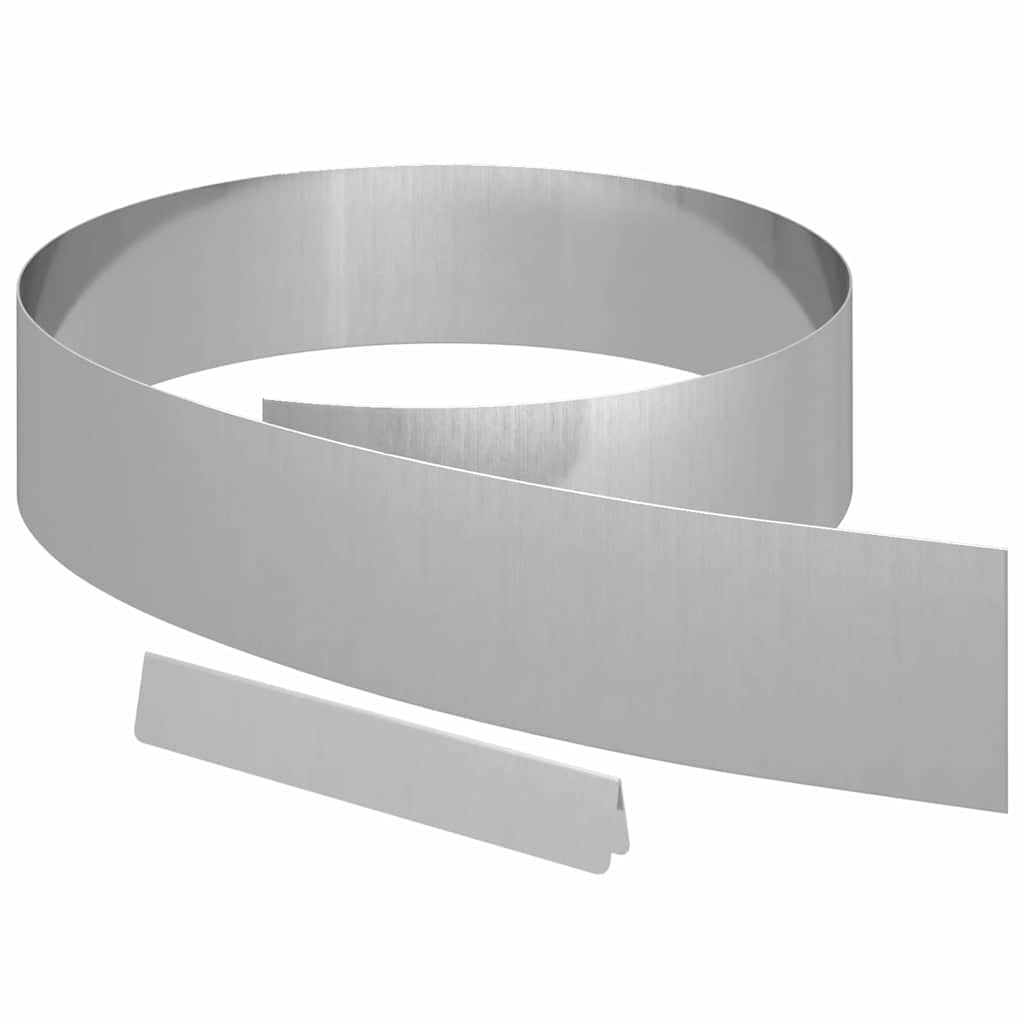 Bordura per Prato 4 pcs Argento 450 x 0.05 x 15 cm | homemem39