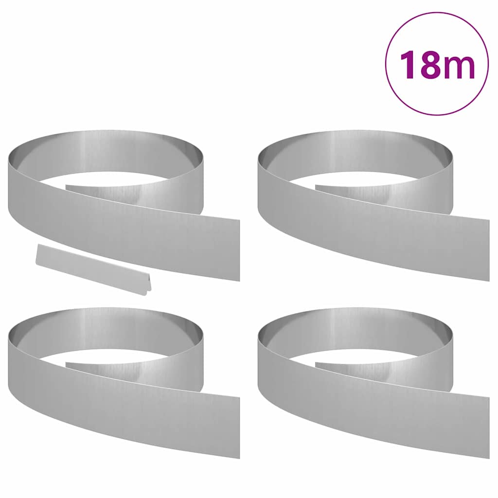 Bordura per Prato 4 pcs Argento 450 x 0.05 x 15 cm | homemem39