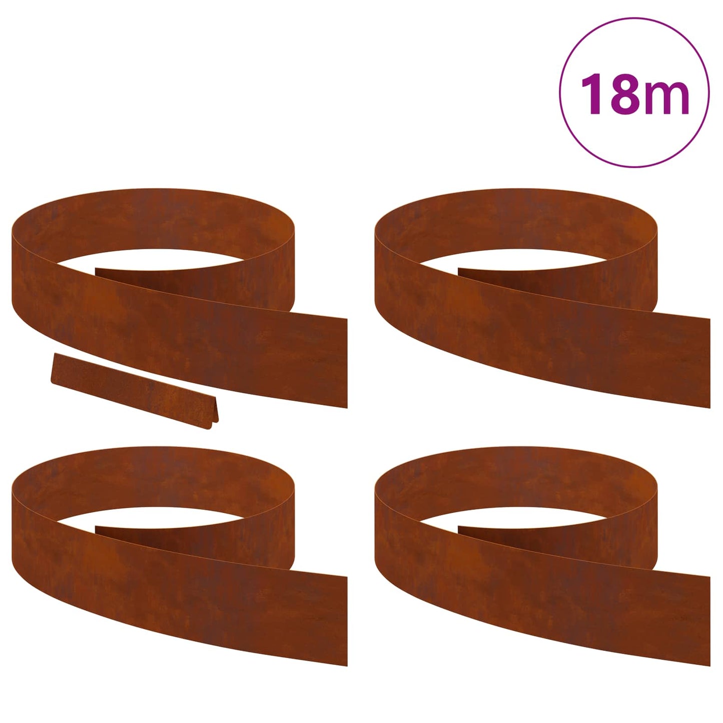 Bordura per Prato 4 pcs Ruggine 450 x 0.05 x 15 cm