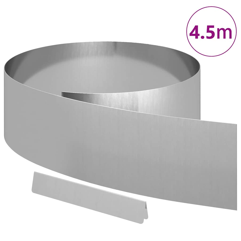 Bordura per Prato Argento 450 x 0,05 x 20 cm Acciaio zincato | homemem39