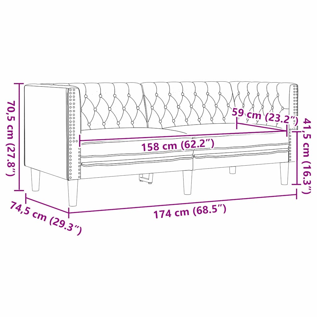Divano Nero 174 x 74,5 x 70,5 cm PVC | homemem39