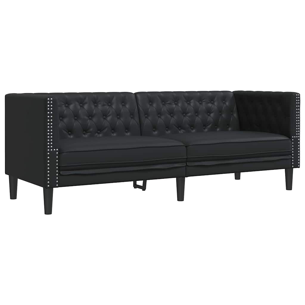 Divano Chesterfield Nero 194 x 74.5 x 70.5 cm Pelle sintetica - homemem39