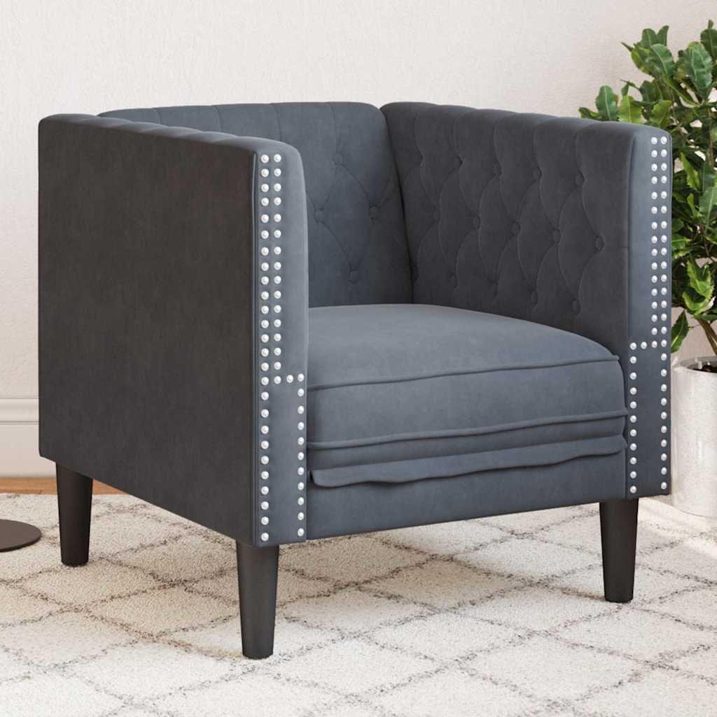 Divano Grigio scuro 74,5 x 71 x 70,5 cm Velluto