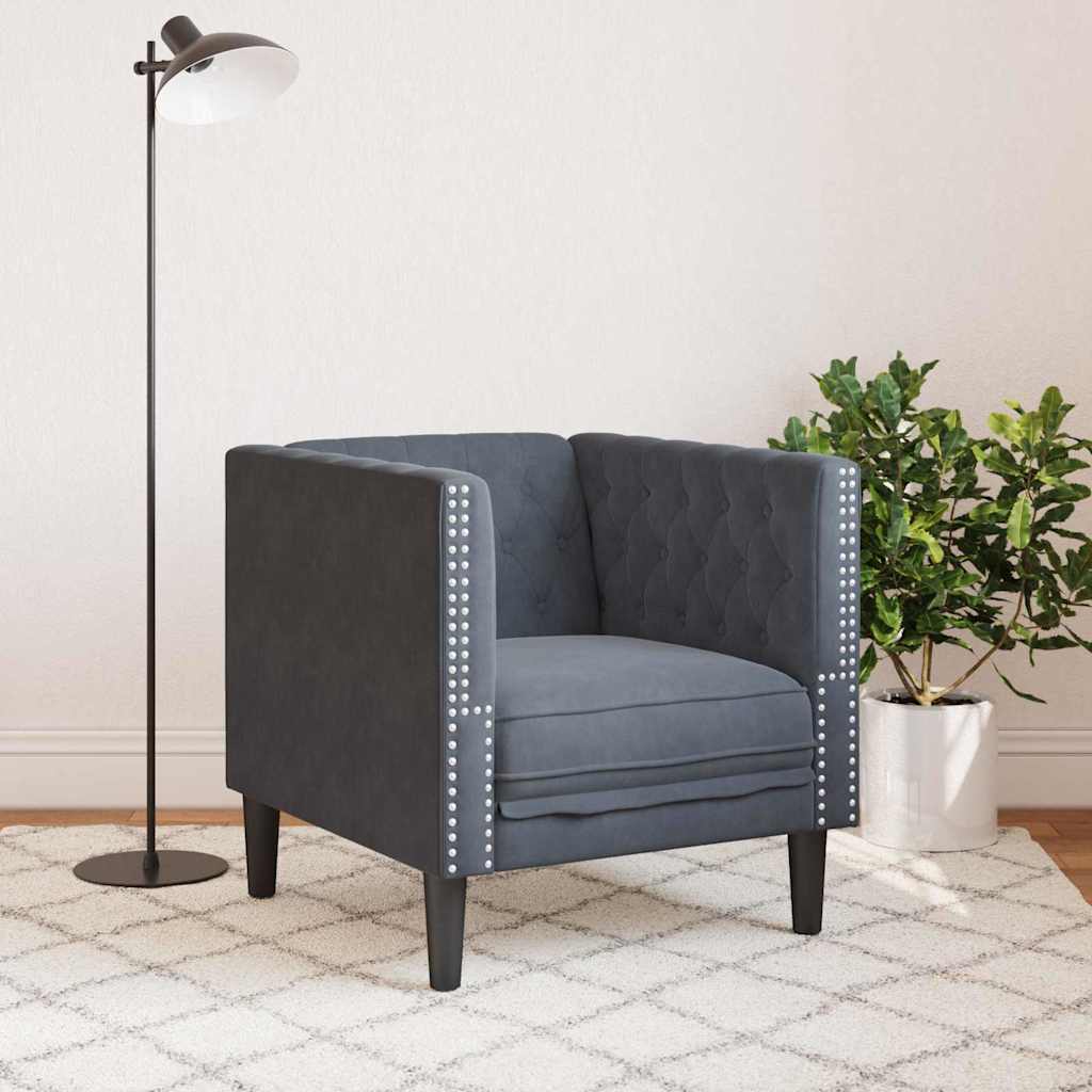 Divano Grigio scuro 74,5 x 71 x 70,5 cm Velluto