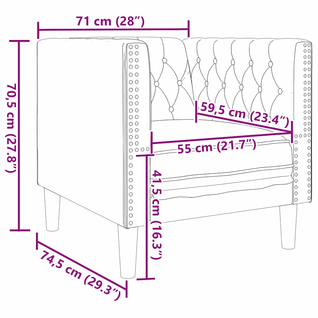 Poltrona Chesterfield Grigio scuro 71 x 74.5 x 70.5 cm Velluto - homemem39