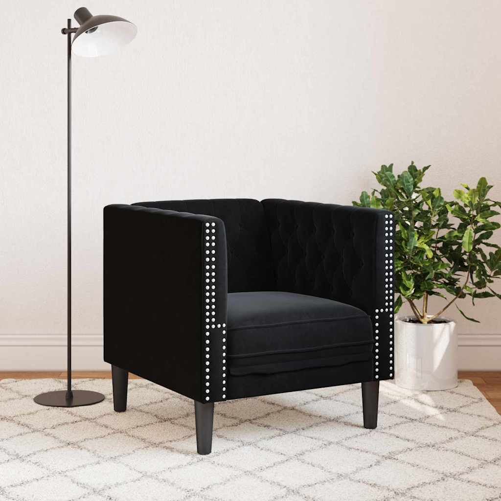 Divano Nero 74,5 x 71 x 70,5 cm Velluto