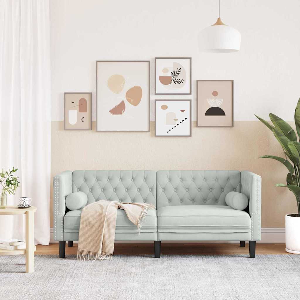 Divano Grigio chiaro 174 x 74,5 x 70,5 cm Velluto