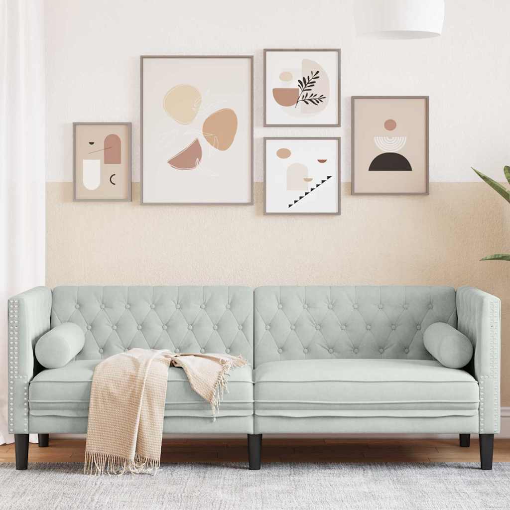 Divano Grigio chiaro 194 x 74,5 x 70,5 cm Velluto