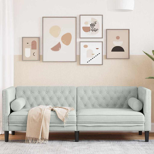Divano Grigio chiaro 194 x 74,5 x 70,5 cm Velluto