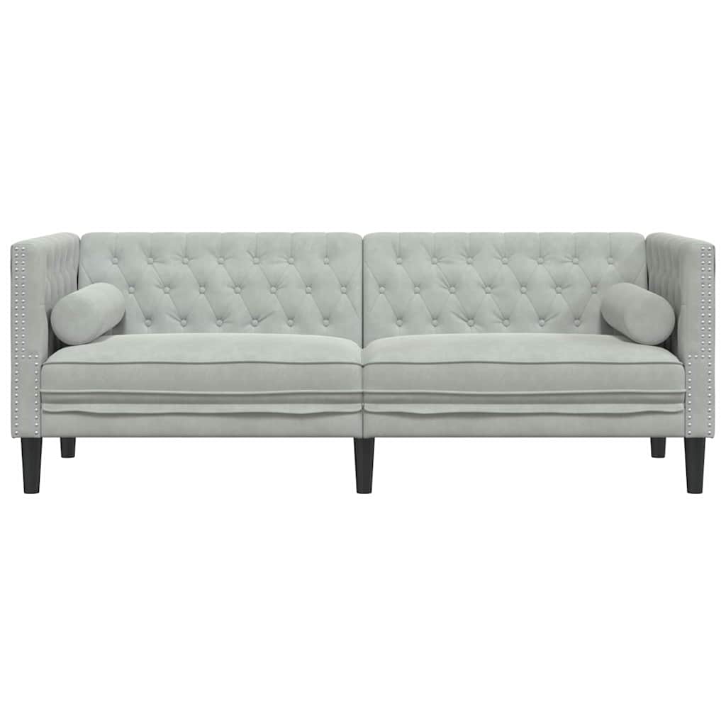 Divano Chesterfield Grigio chiaro 194 x 74.5 x 70.5 cm Velluto - homemem39