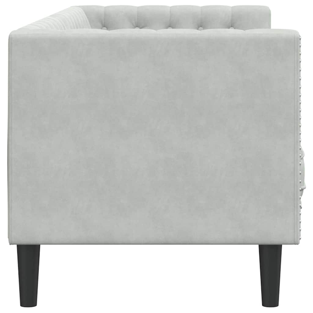 Divano Chesterfield Grigio chiaro 194 x 74.5 x 70.5 cm Velluto - homemem39