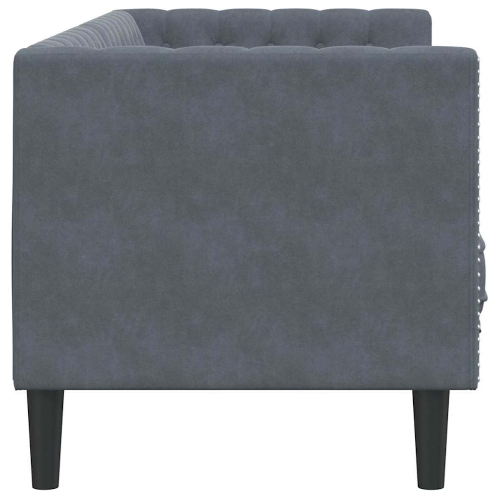 Divano Chesterfield Grigio scuro 194 x 74.5 x 70.5 cm Velluto - homemem39