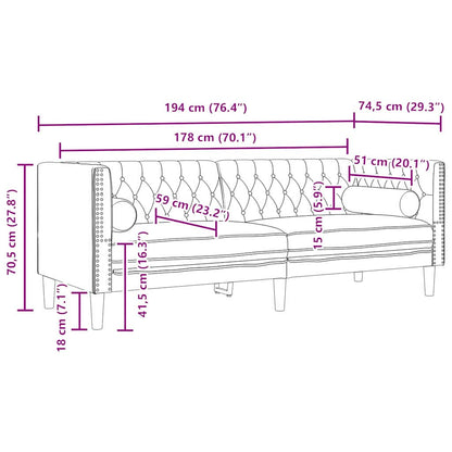 Divano Grigio scuro 194 x 74,5 x 70,5 cm Velluto | homemem39