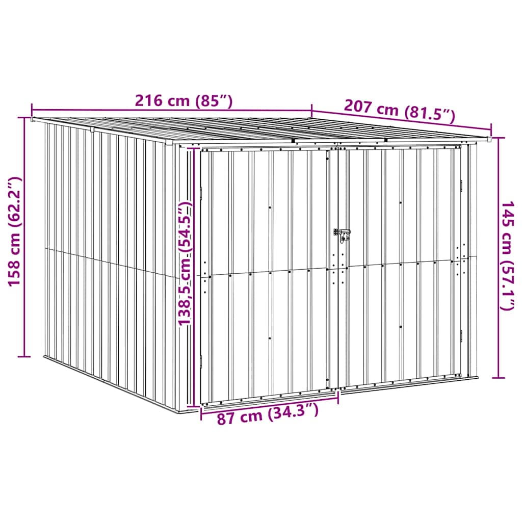 Capanno per Biciclette 3 pcs Antracite 216 x 207 x 158 cm