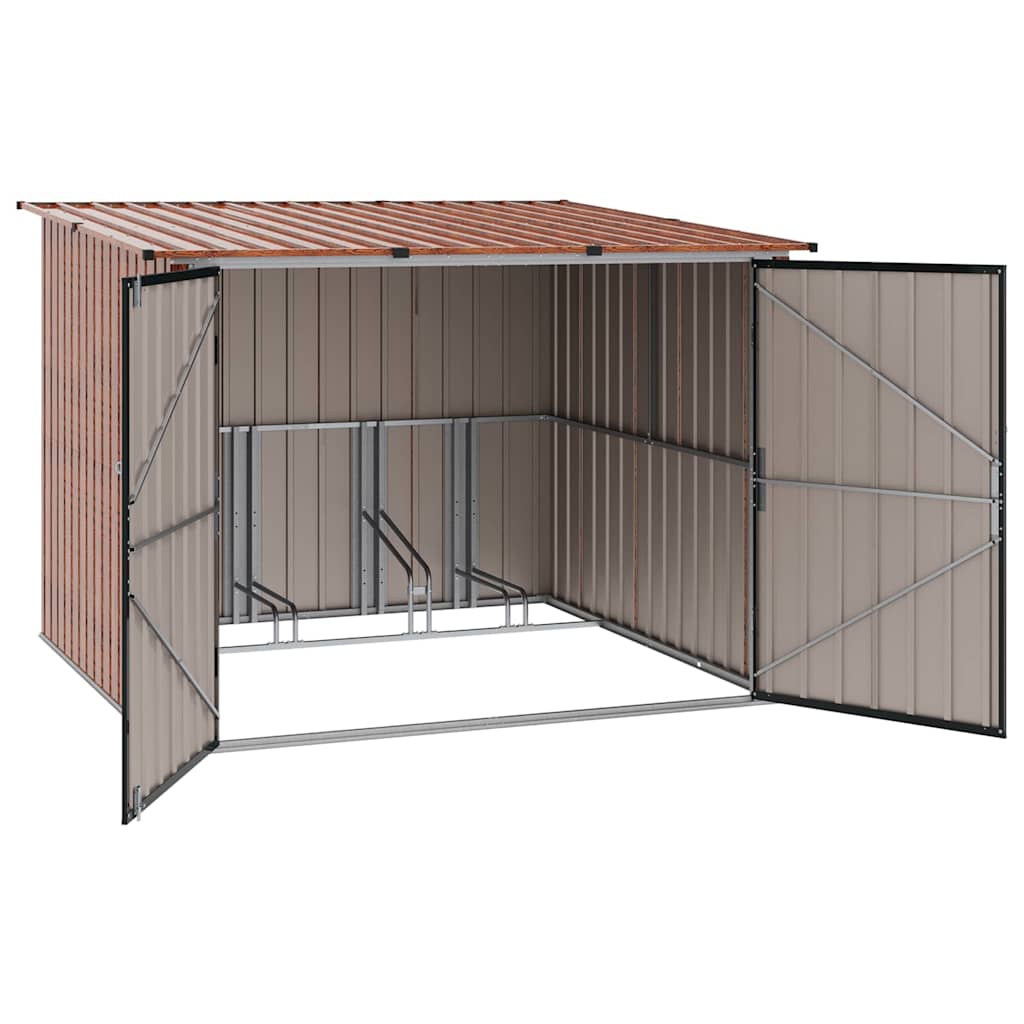 Capanno per Biciclette 3 pcs Marrone 216 x 207 x 158 cm Metallo | homemem39