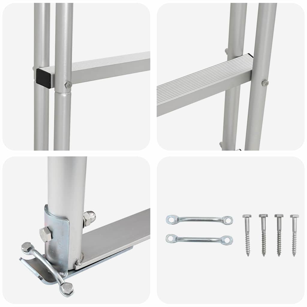 Scala da molo a 3 gradini Argento 45 x 11,5 x 134 cm Alluminio | homemem39