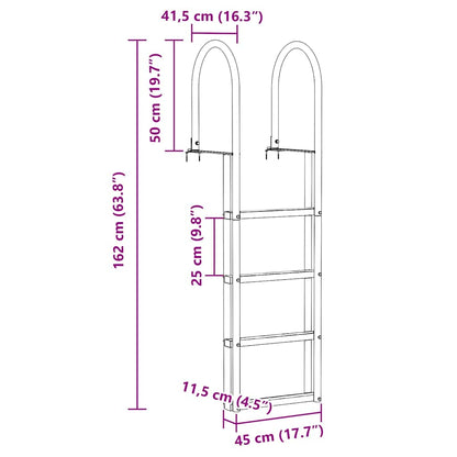 Scala da Dock a 4 Gradini Argento 45 ×11,5 ×162 cm Alluminio | homemem39