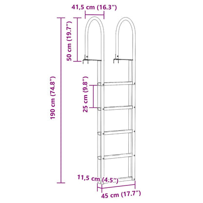 Scala da Dock a 5 Gradini Argento 45 ×11,5 ×190 cm Alluminio | homemem39