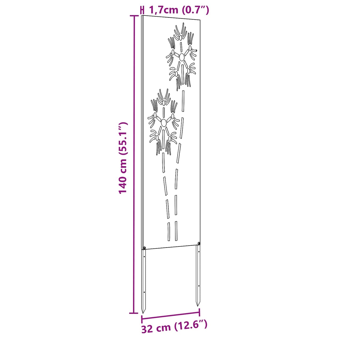 Schermo per privacy in giardino Traforo Argento 32 x 140 cm | homemem39