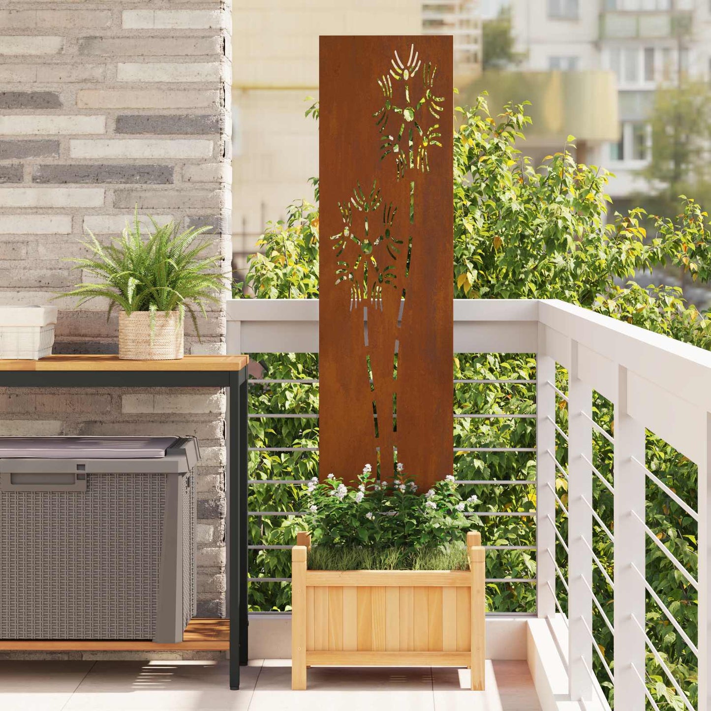 Schermo per privacy in giardino Traforo Ruggine 32 x 140 cm