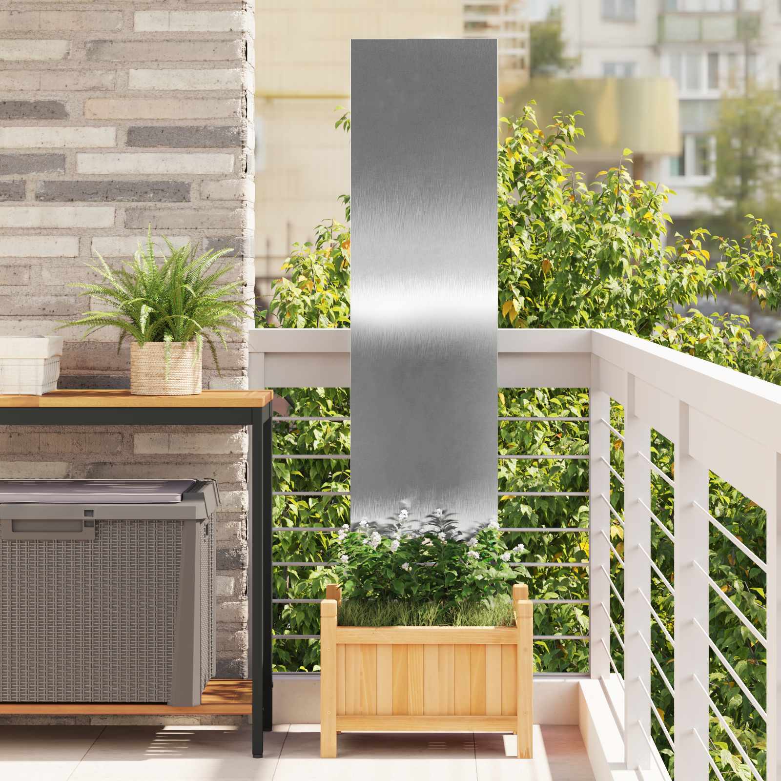 Schermo per privacy in giardino Traforo Argento 32 x 140 cm | homemem39