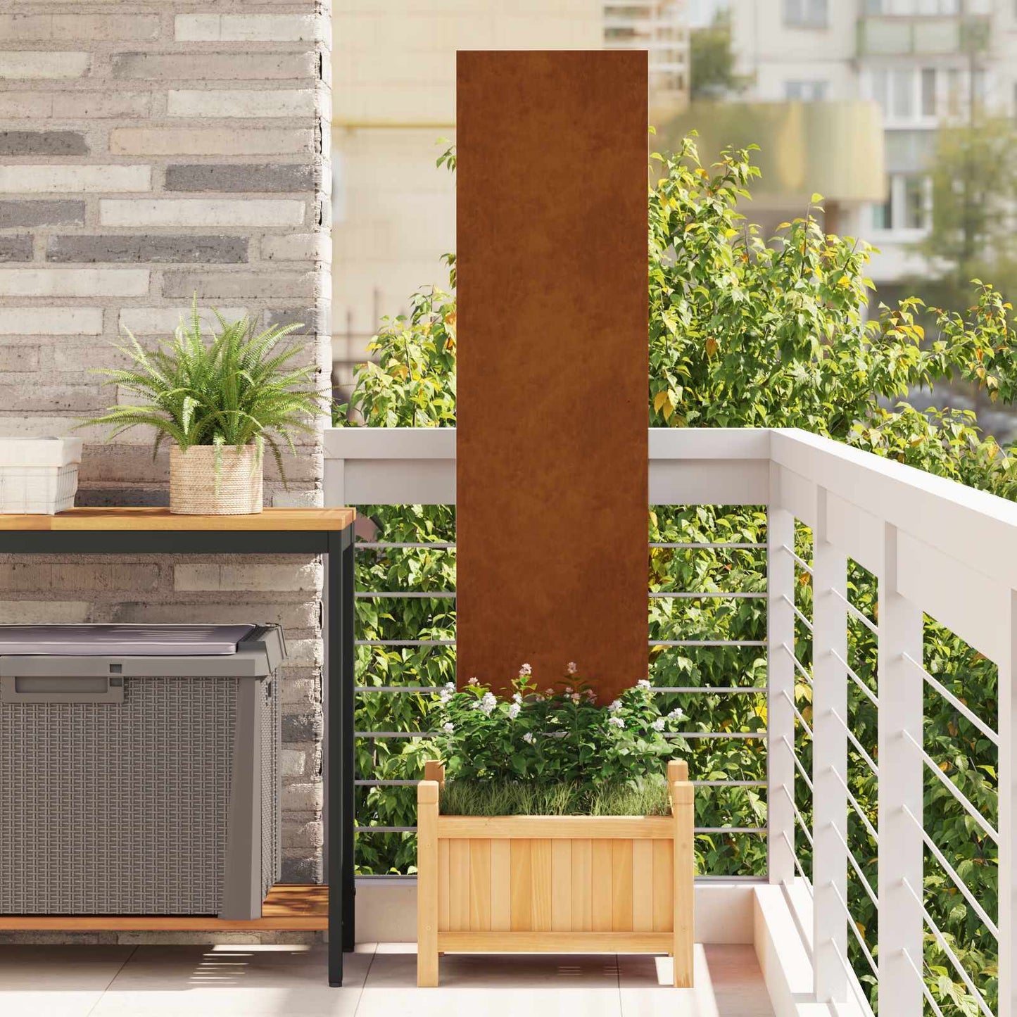Schermo per privacy in giardino Traforo Ruggine 32 x 140 cm | homemem39