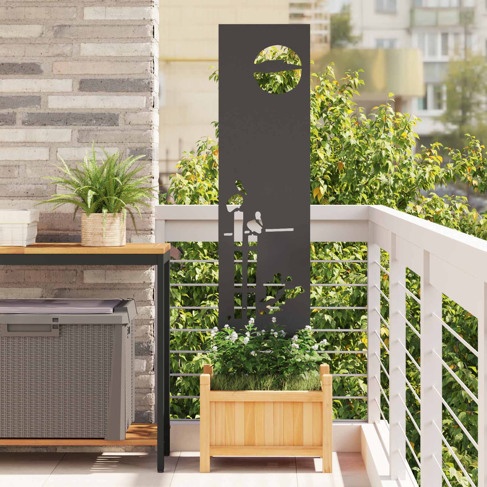 Schermo per privacy in giardino Traforo Nero 32 x 140 cm | homemem39